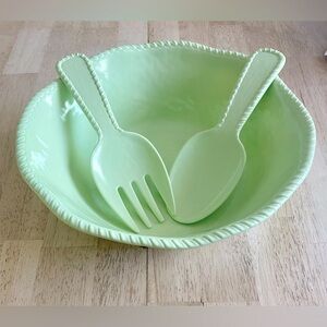 TOMMY BAHAMA Melamine Salad Bowl Salad Serving Mint Green Rope Trim